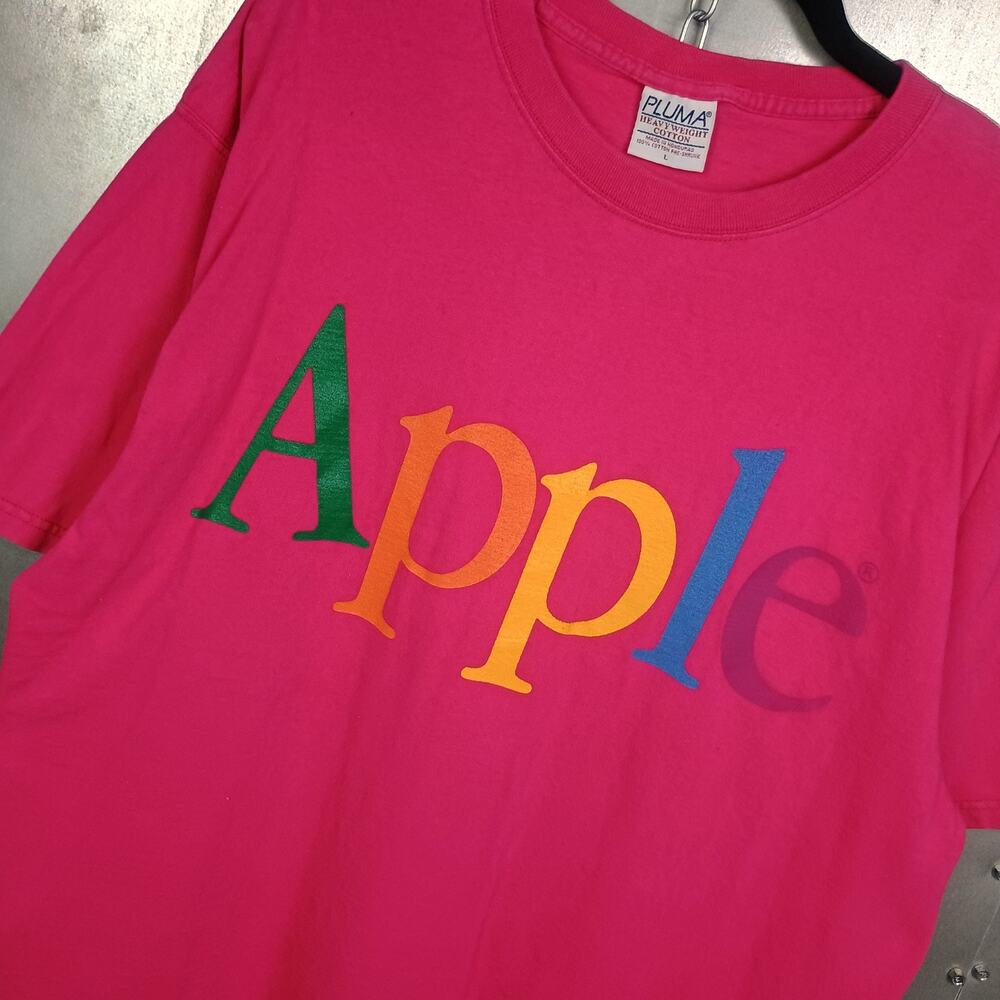 Apple Computers Vintage 90s Rainbow Spellout Graphic Shirt Large Tech Steve Jobs